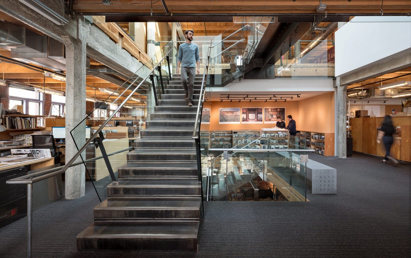 Olson Kundig designs own office interior with cityscape timber table